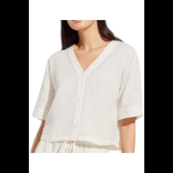 Eberjey Women's Crinkle Woven Shirt Ivory/Canyon Sunset - Regular